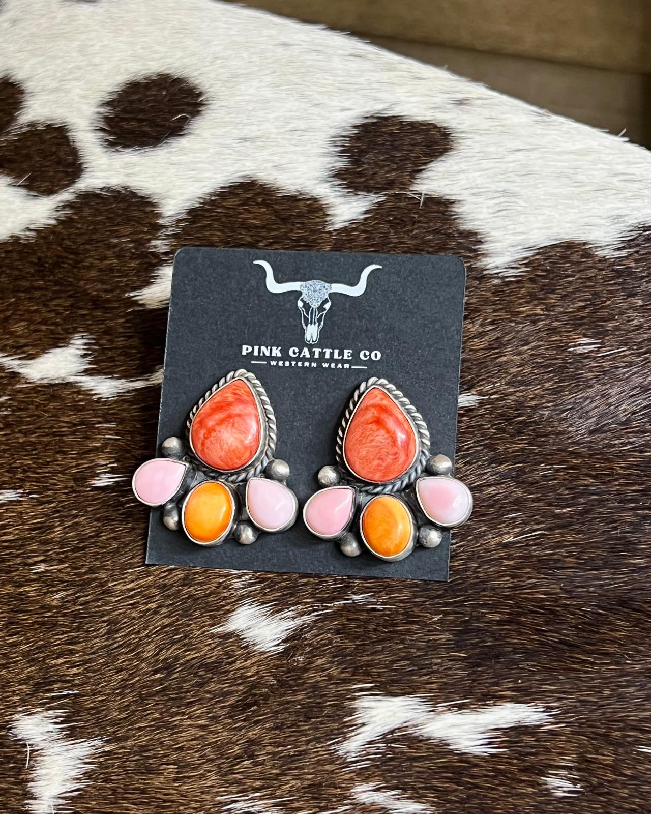 Multi Spiny & Pink Conch Earrings *Native