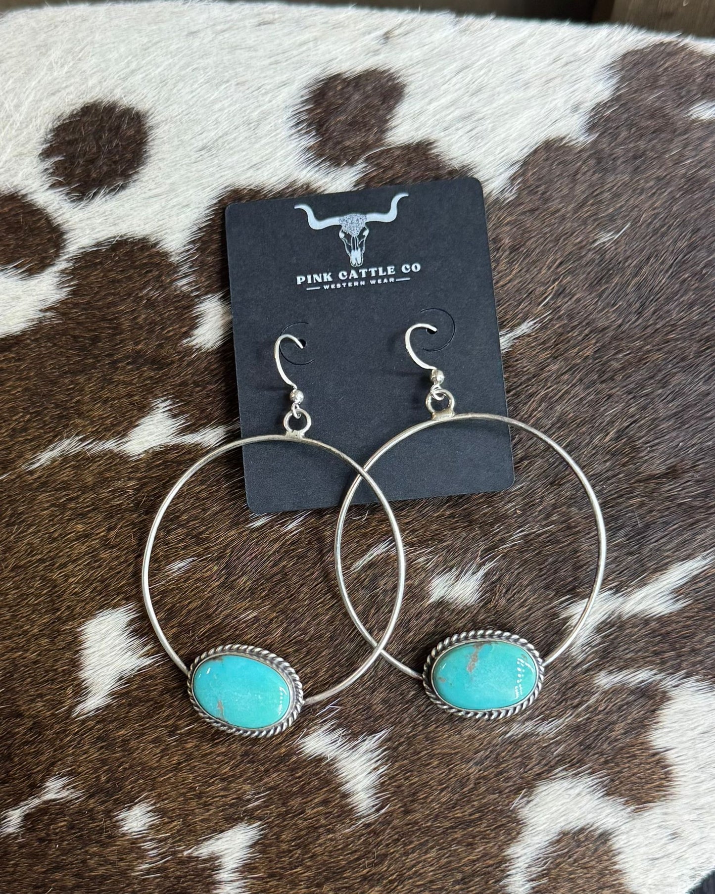 Kingman Turqouise Dangle Hoops *Native