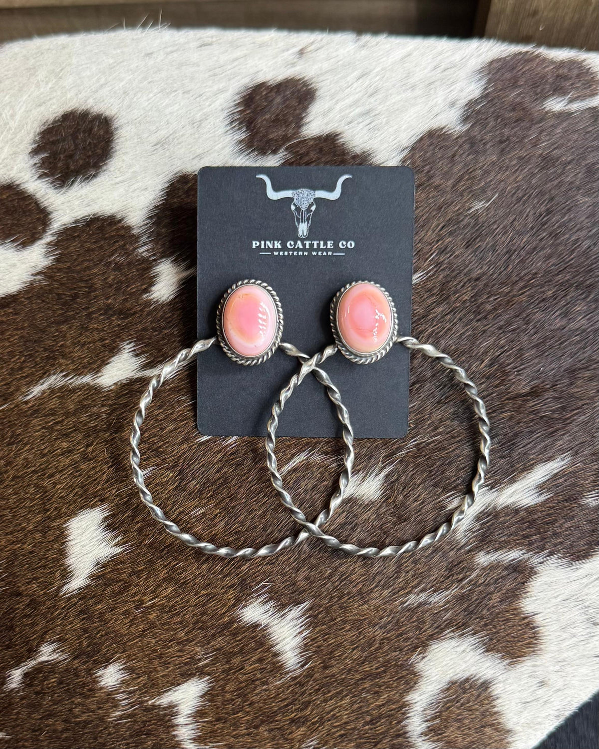 Pink Conch Stud Twisted Hoop *Native