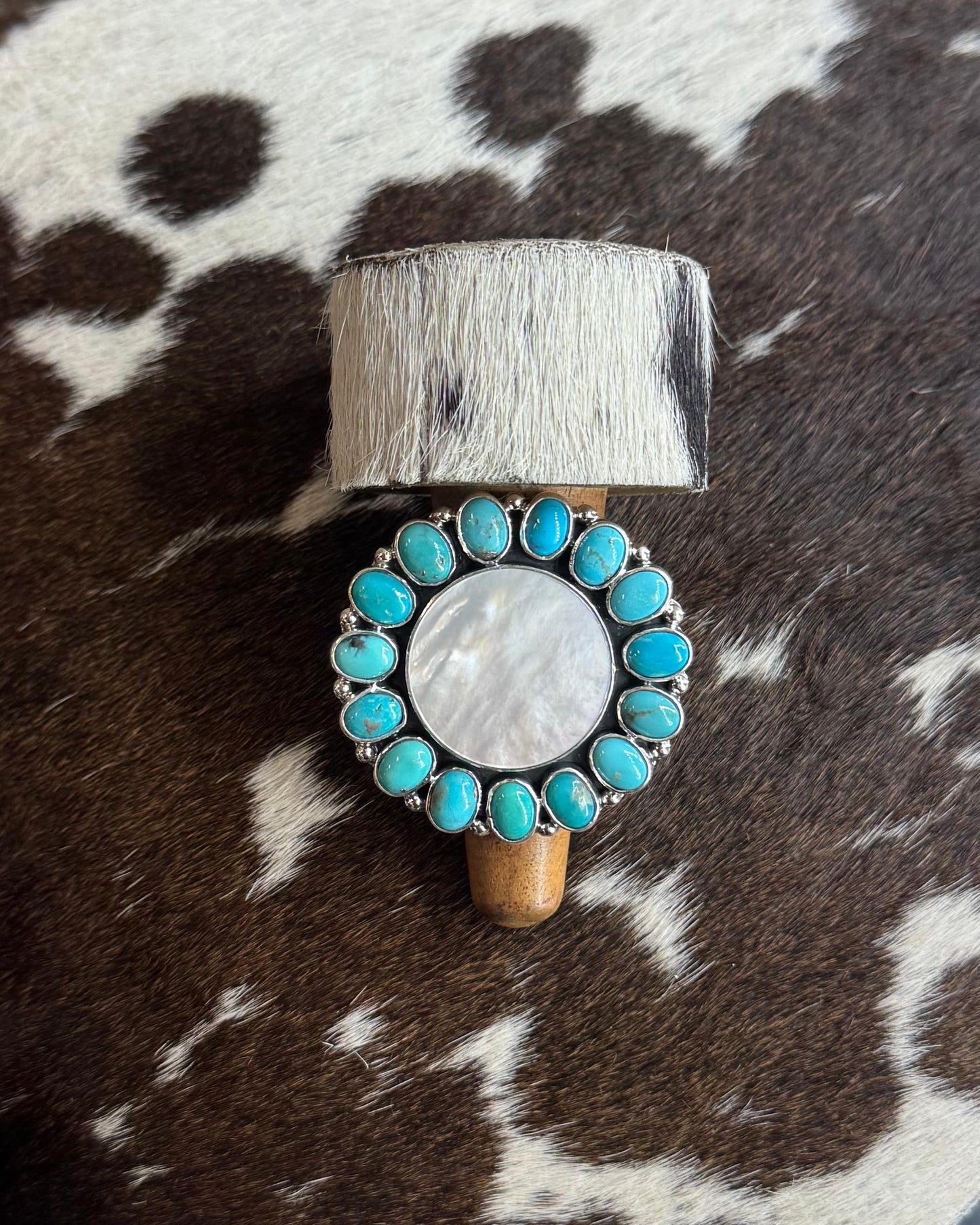 Federico Jimenez Mother Of Pearl & Turquoise Ring