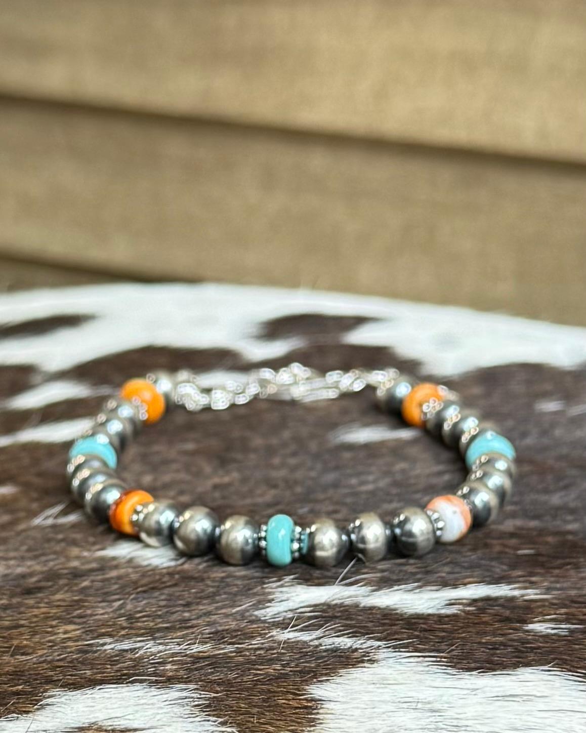 Pearl Kingman & Spiny Clasp Bracelet