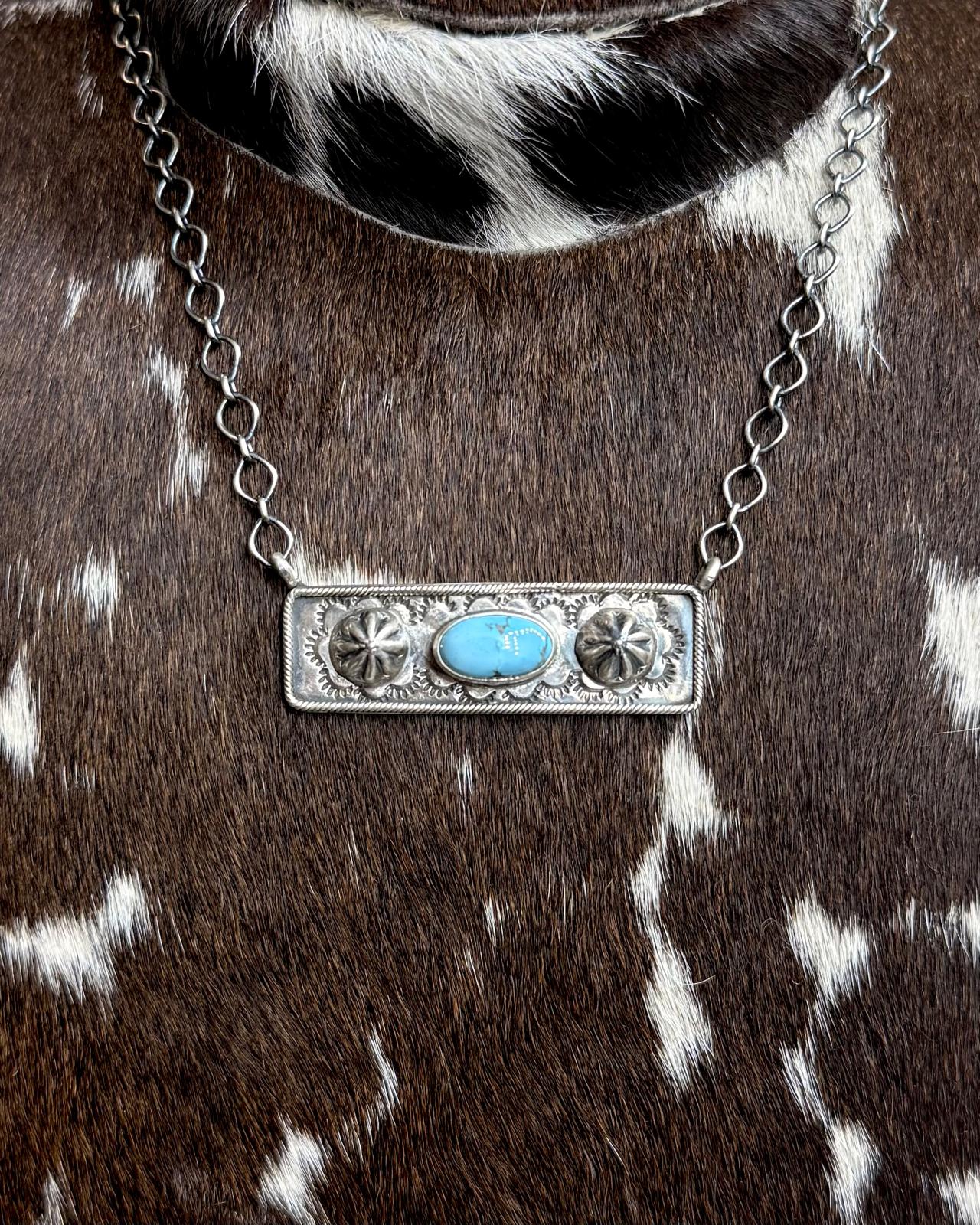 18" Golden Hills Silver Bar Necklace *Native