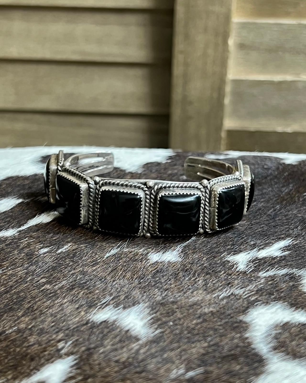 Black Onyx 6 Stone Square Cuff *Native