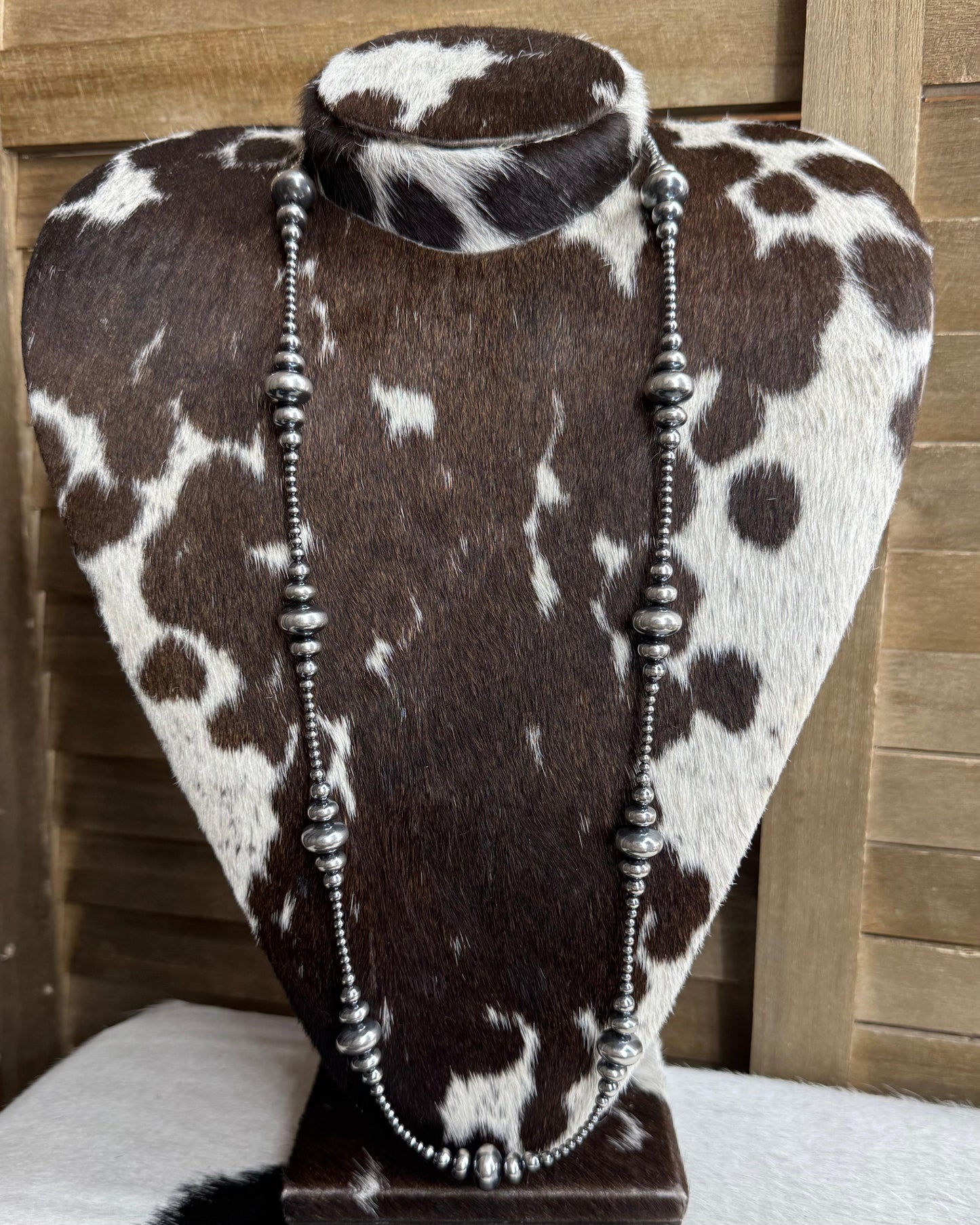 36" 3-14mm Rondelle Pearl Necklace
