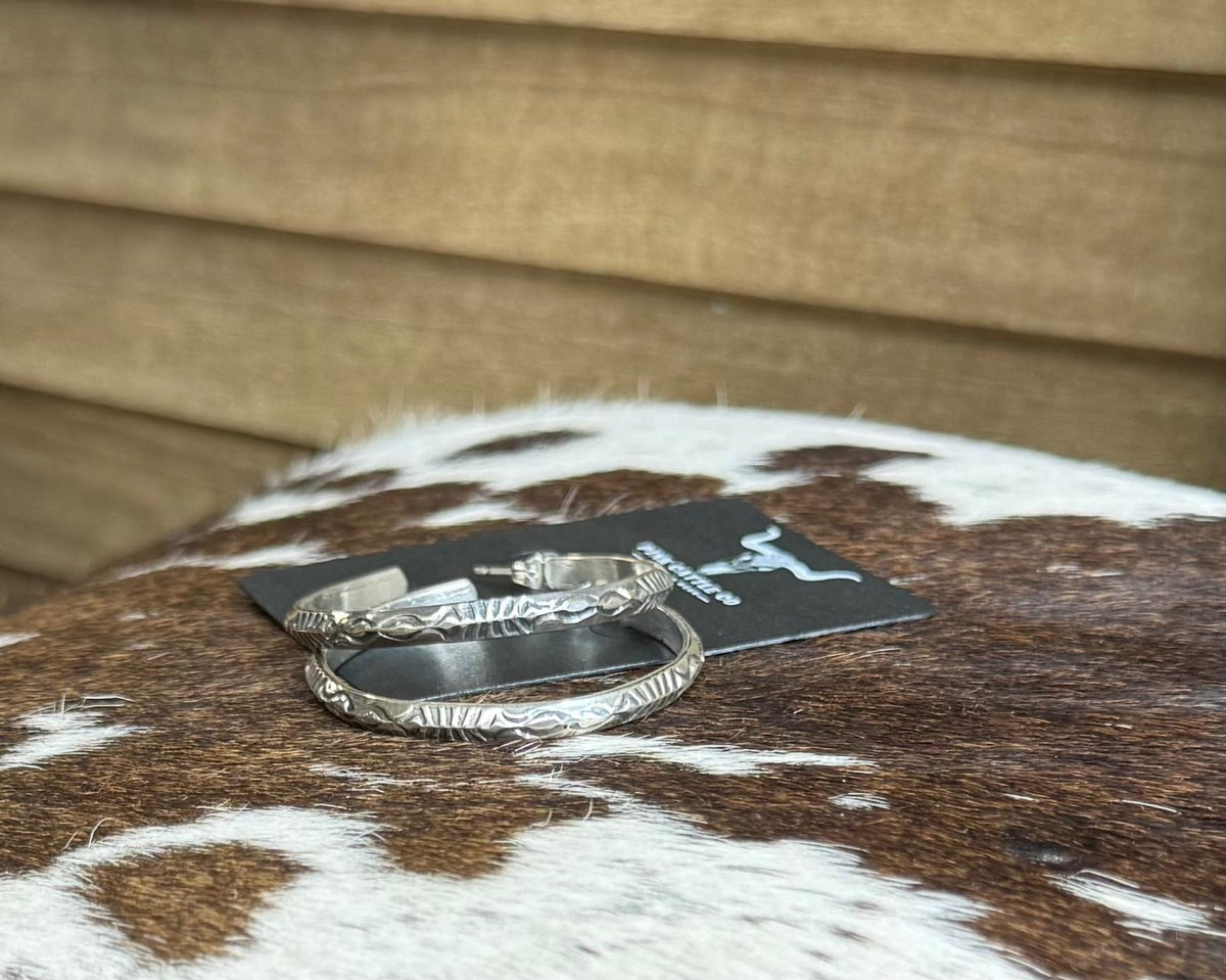 Sterling Silver Thin Hoop Earrings *Native