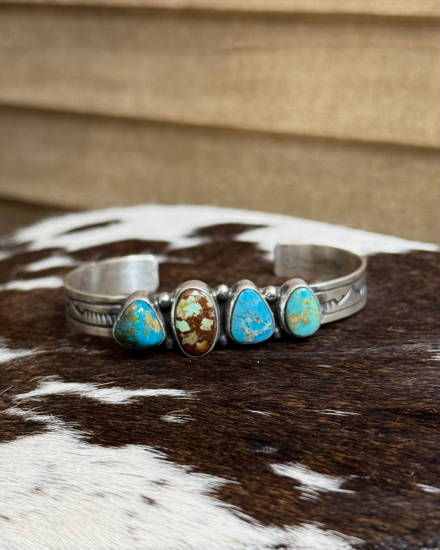 Mixed Turquoise 4 Stone Cuff *Native