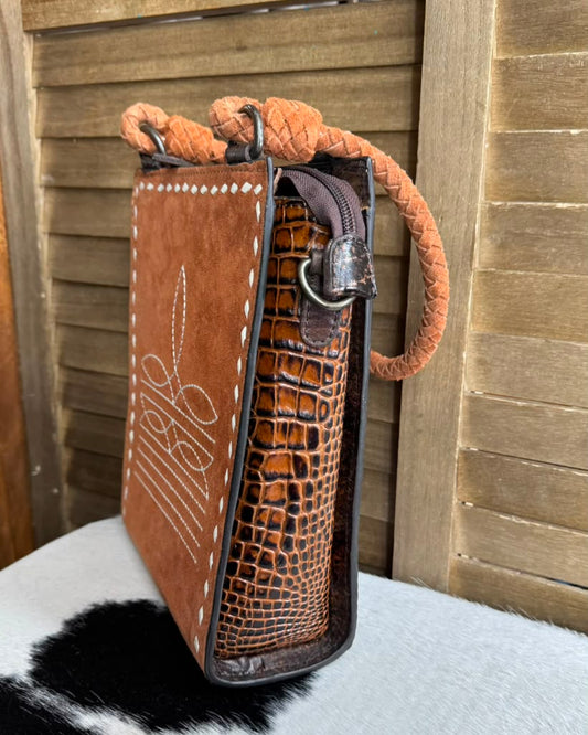 Rust Boot Stitch Tote