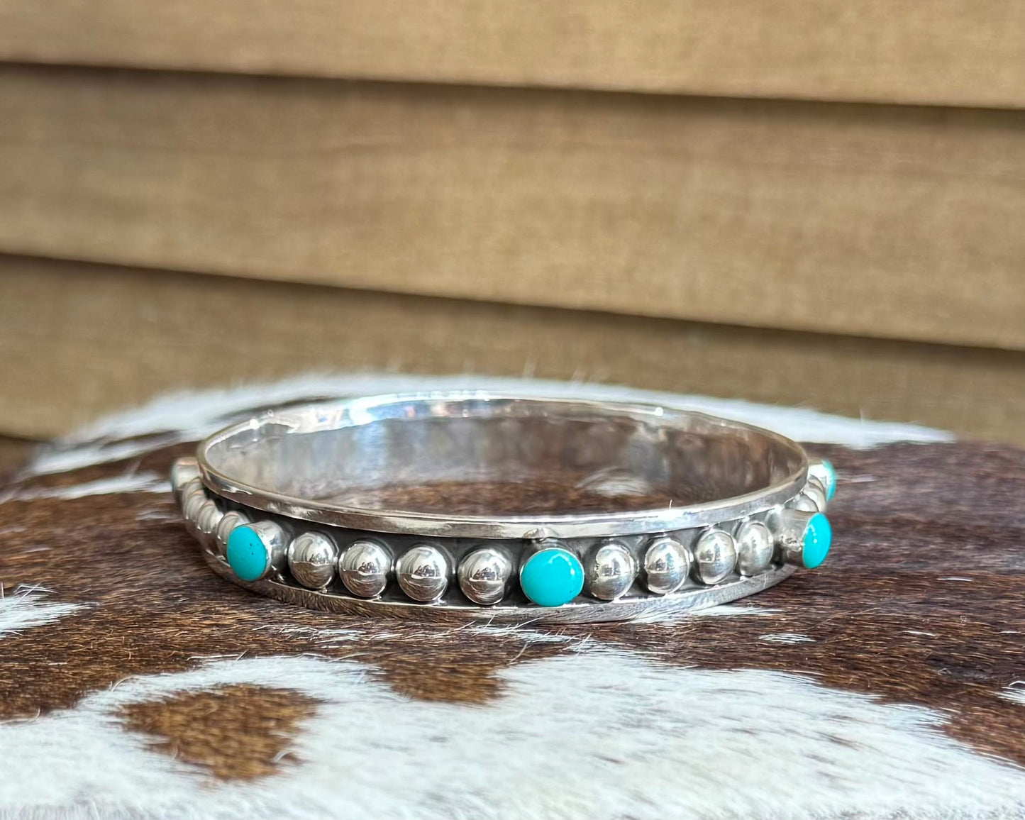 Silver & Turquoise Ball Bangle *NonNative