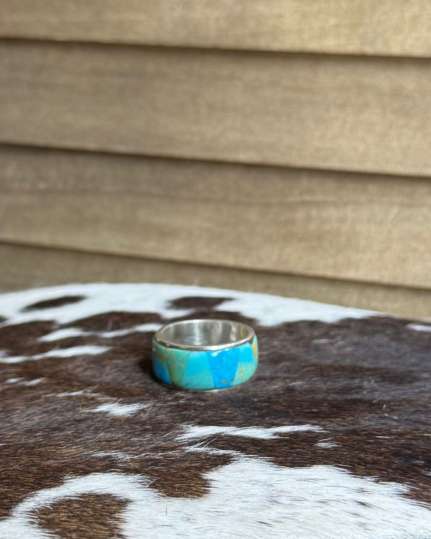 Turquoise Thick Band Ring *Native
