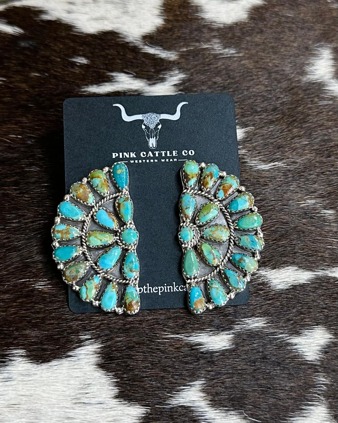 Turquoise Half Cluster Earrings *Native