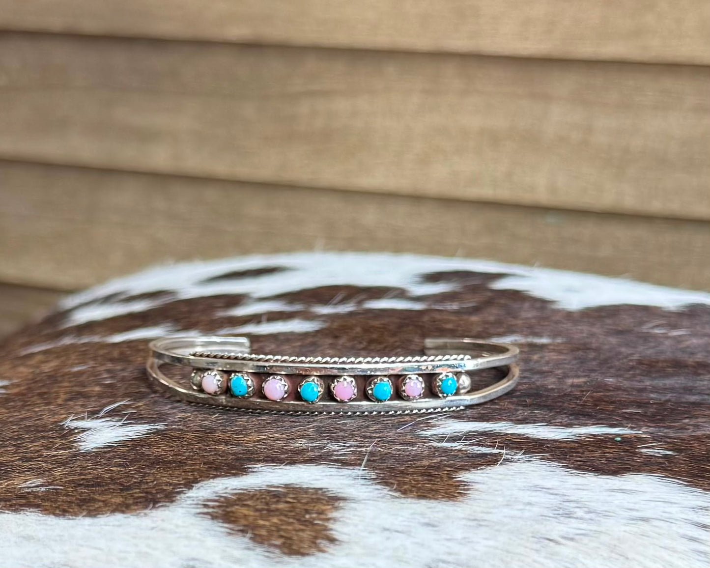 Pink Conch & Turquoise Snake Eye Cuff* Native