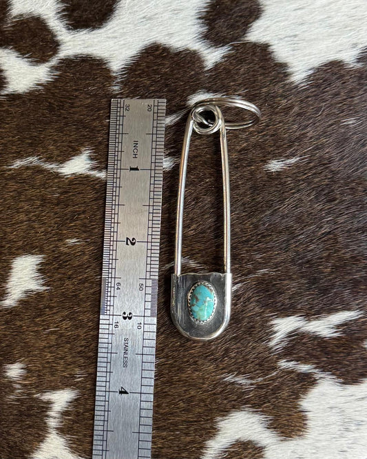 Blue Turquoise Stone Safety Pin *Native