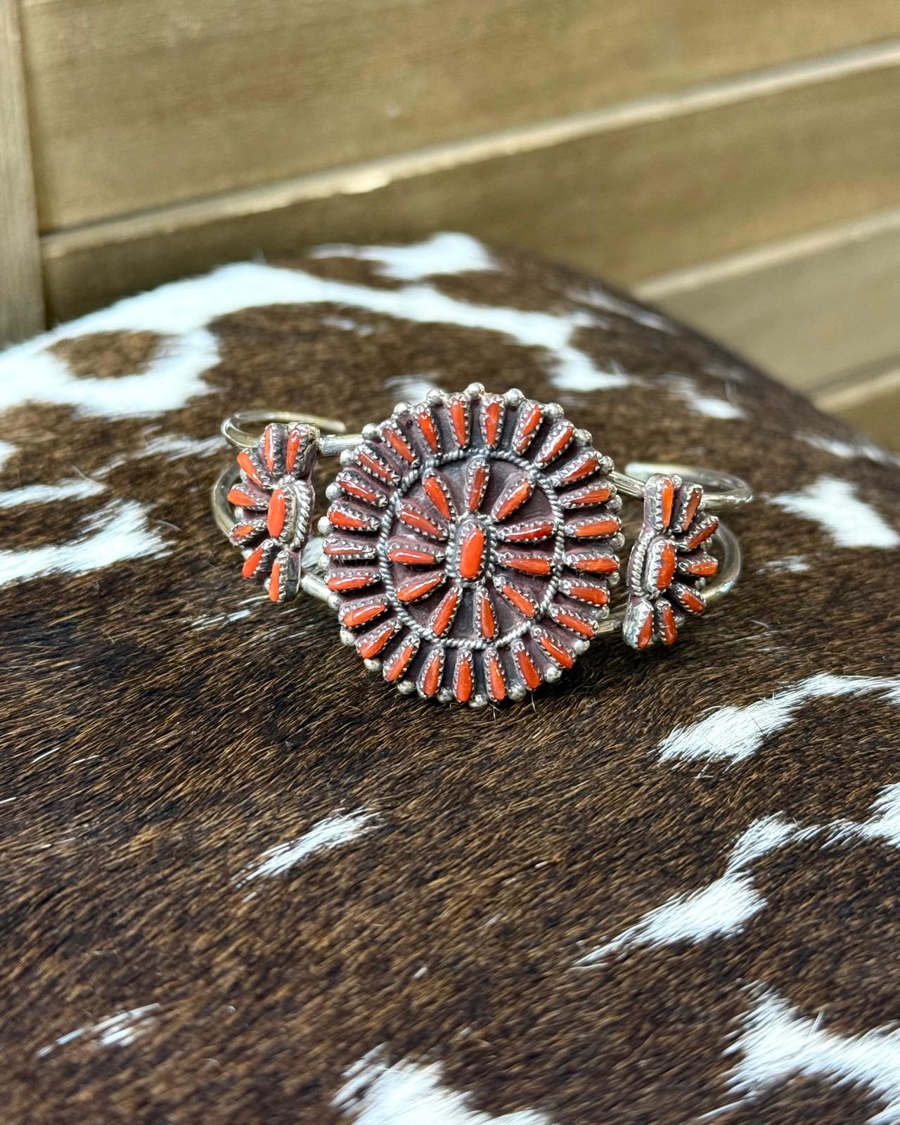 6.5" Coral Petit Point cuff *Native