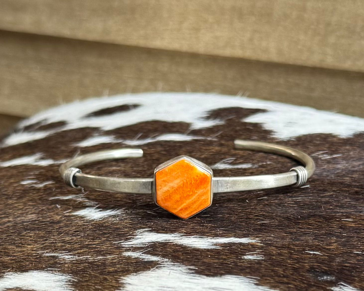 Orange Spiny Hexagon Cuff *Native