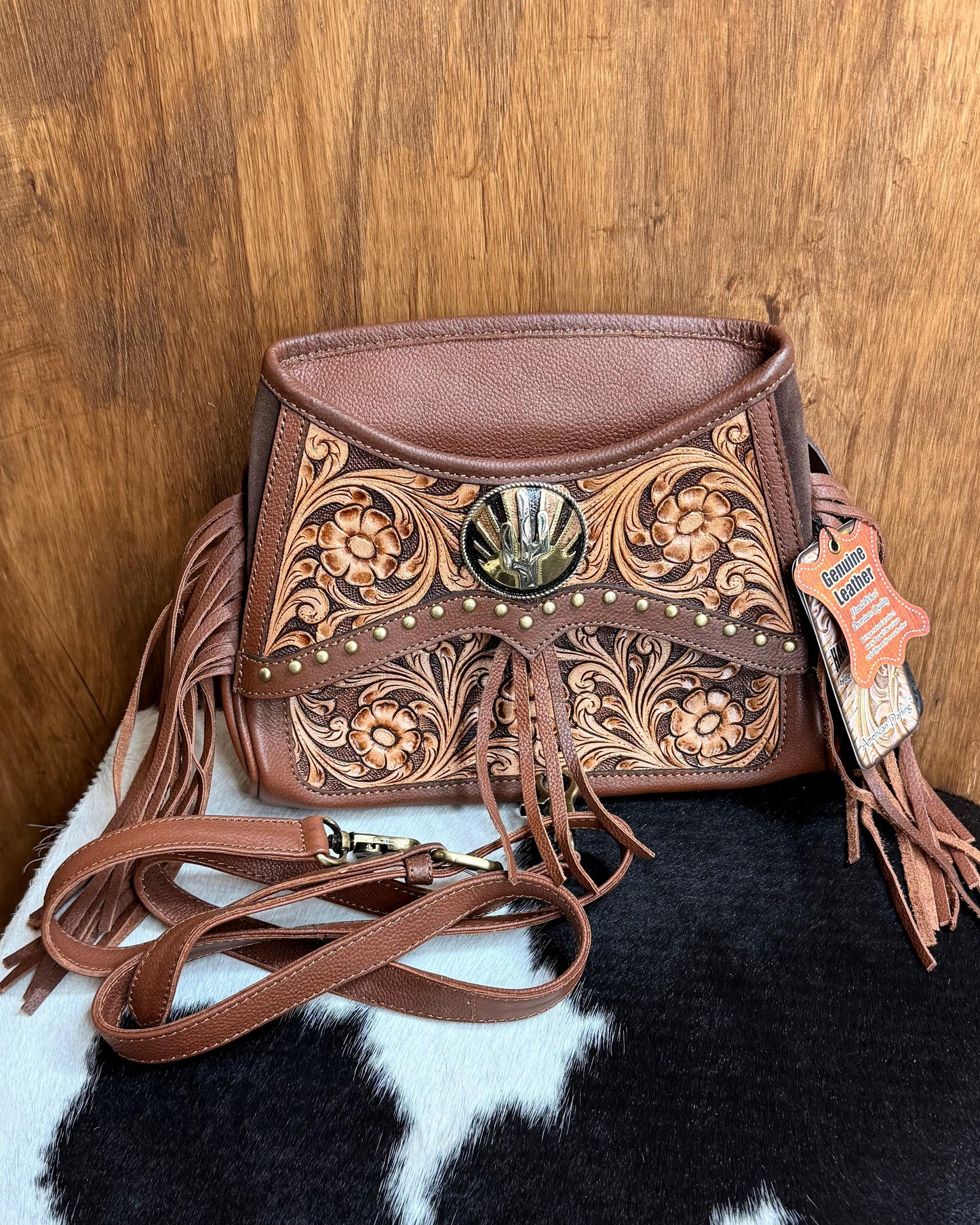 AD Tooled Fringe Cactus Clutch/Crossbody