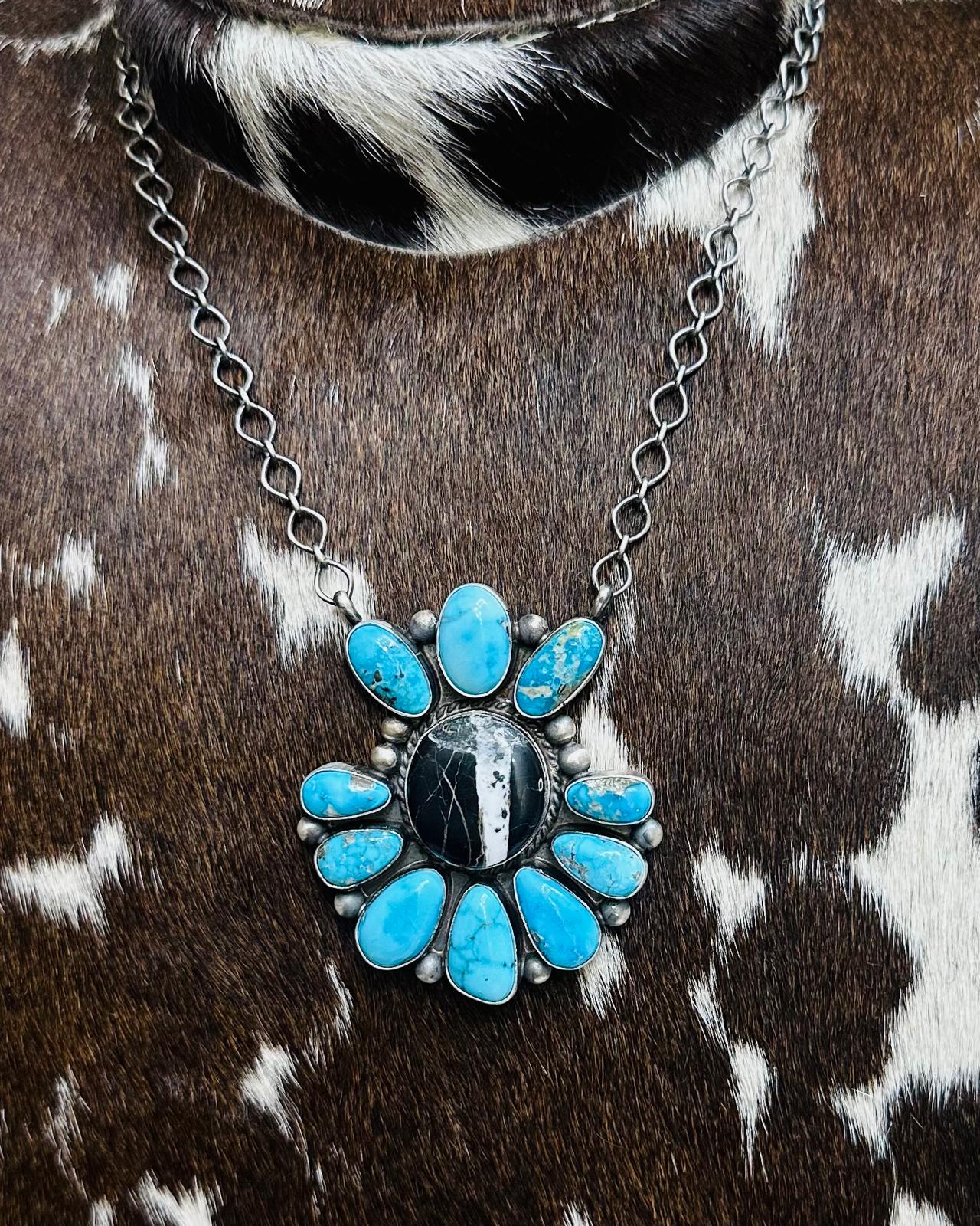 Kingman & White Buffalo Cluster Necklace *Native