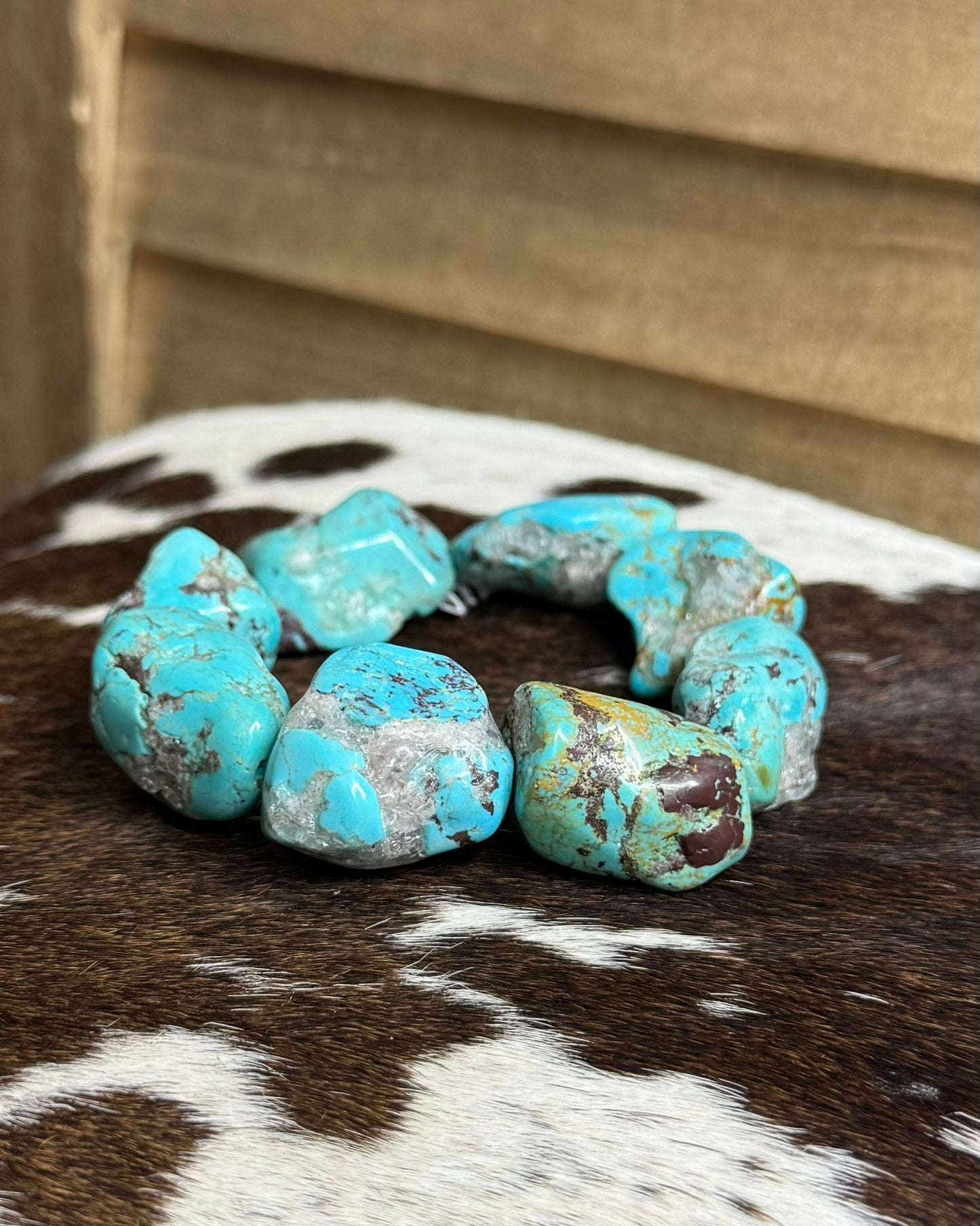 Chunky Kingman Stone Stretch Bracelet