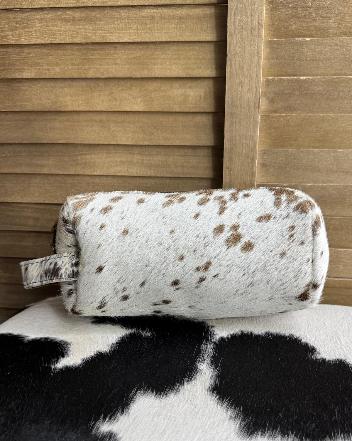 Brown Spotted Cowhide Makeup Bag