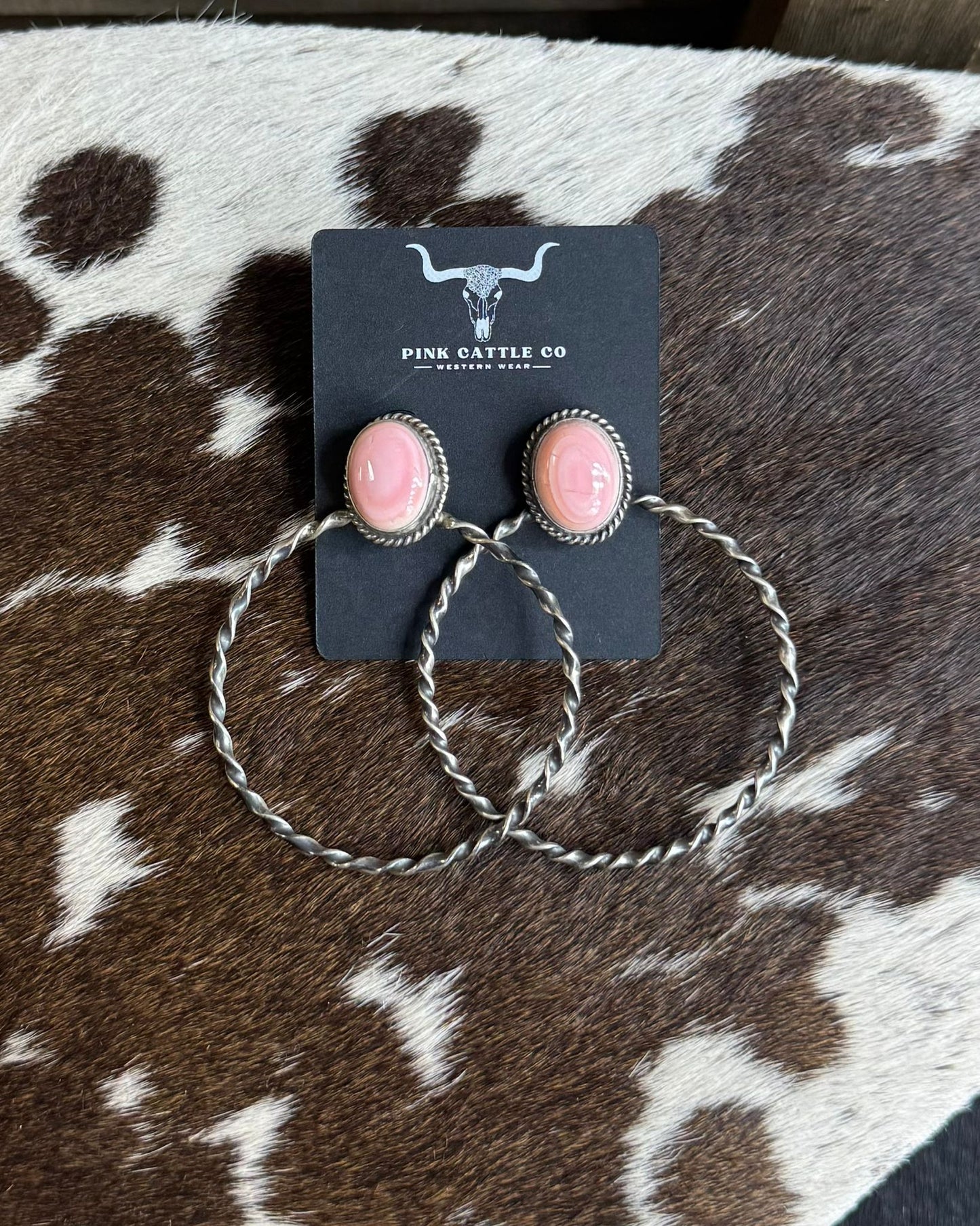 Pink Conch Stud Twisted Hoop *Native