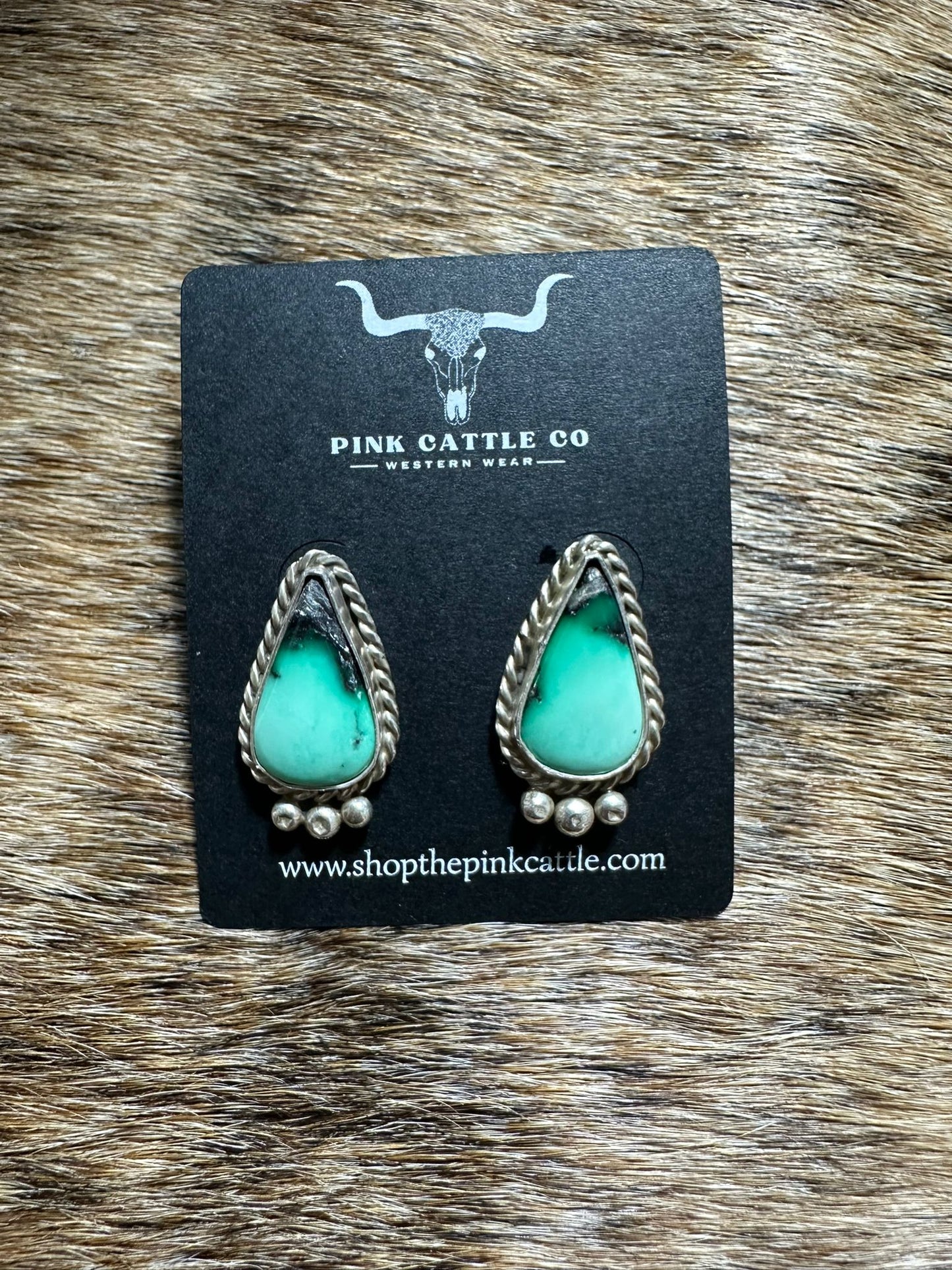 Ladybug Robert Yellowhorse Emerald Rose Earrings*Native