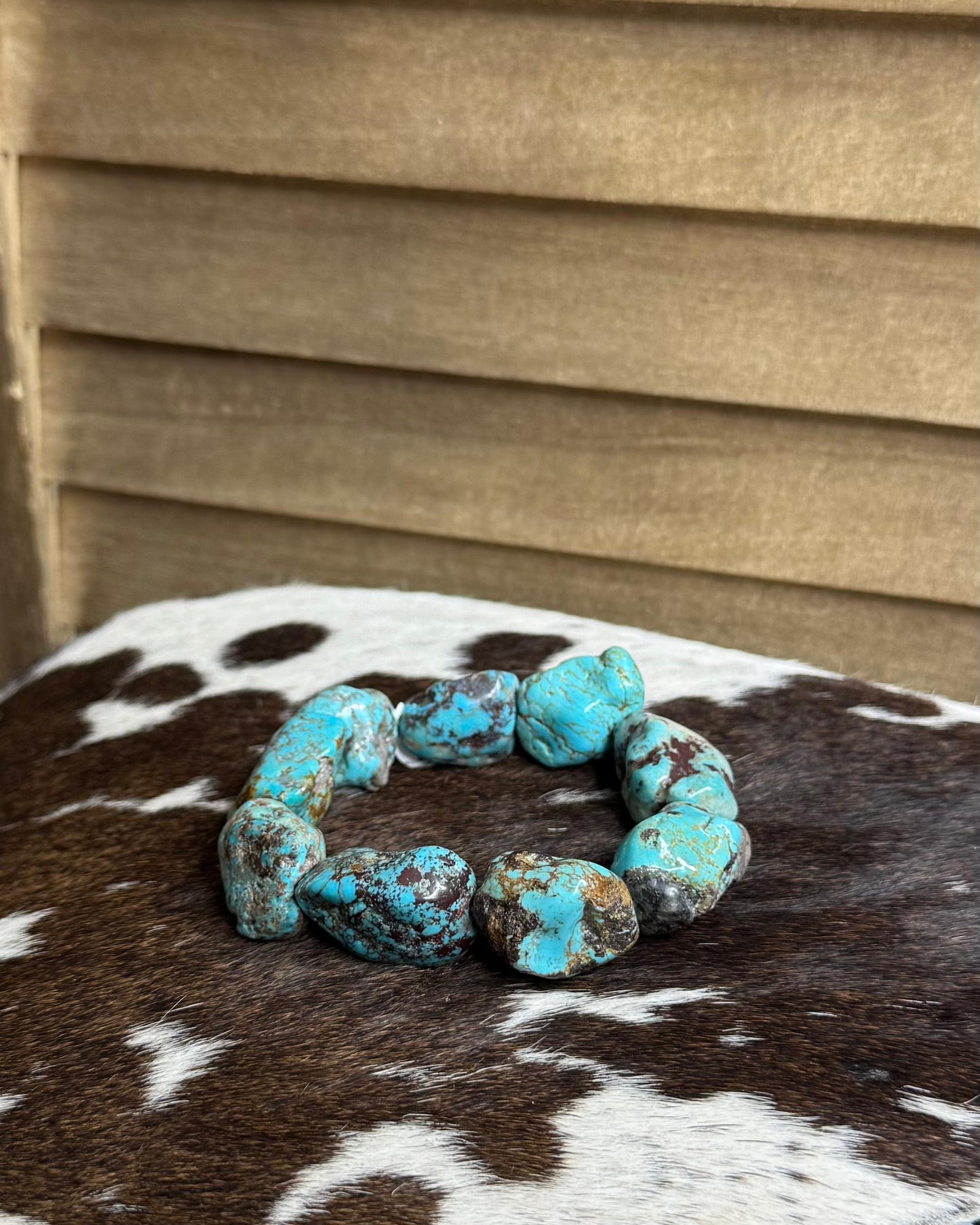 Chunky Kingman Stone Stretch Bracelet