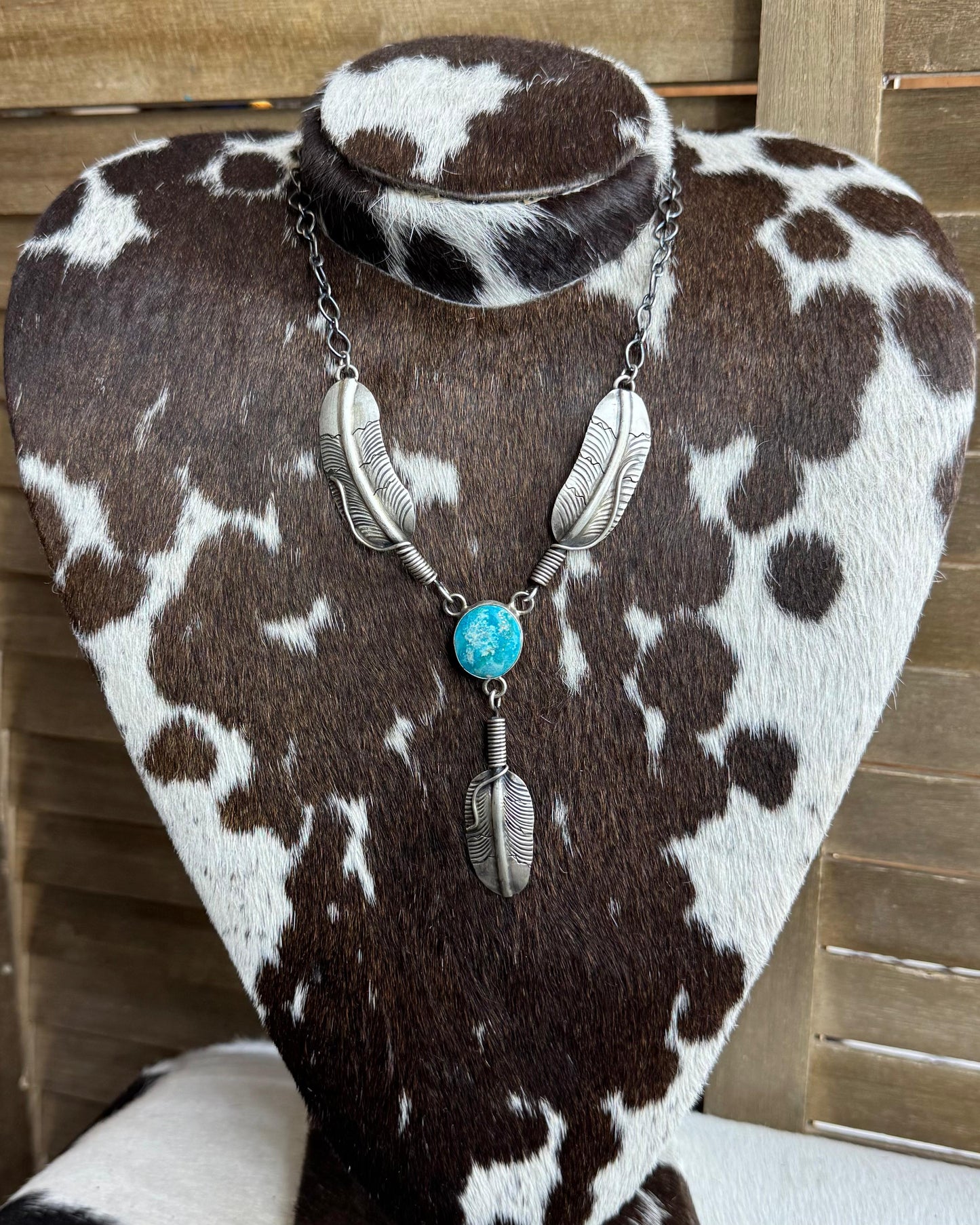 Silver Feather One Stone Lariat *Native