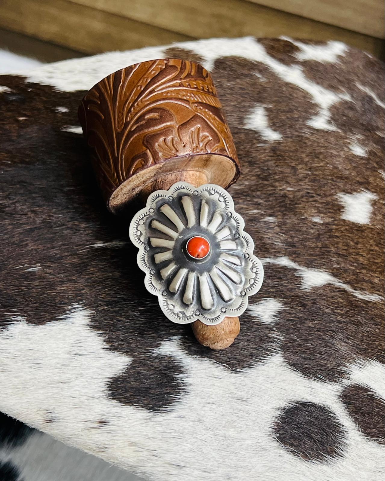 Coral Concho Ring *Native