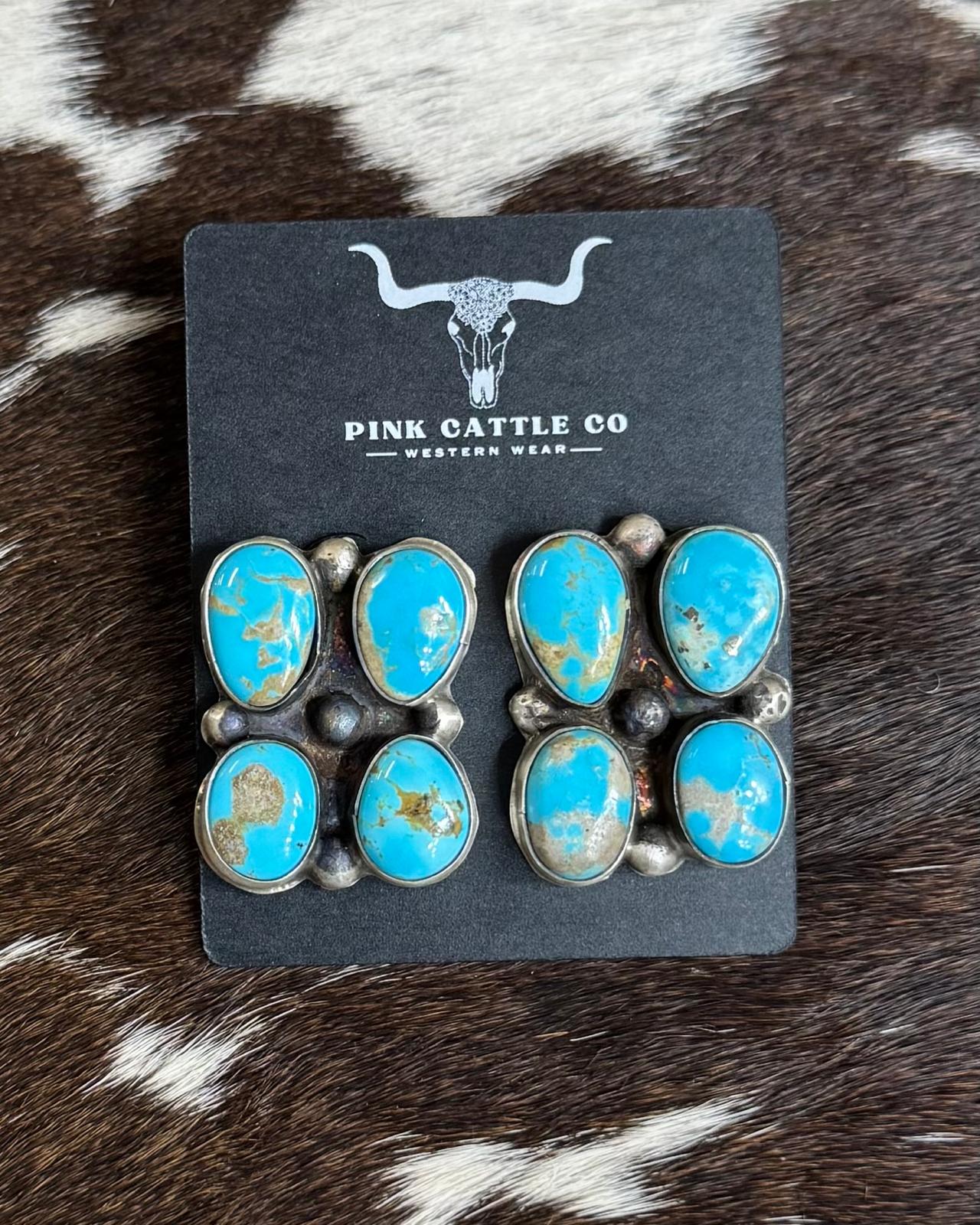 4 Stone Square Studs *Native