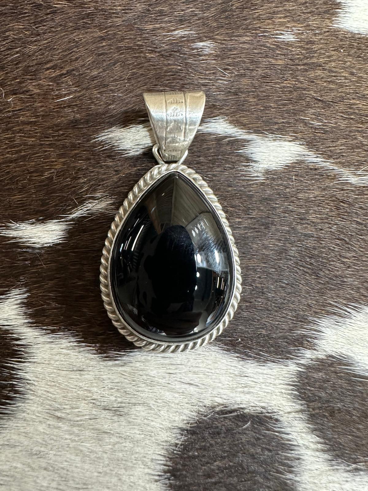 Black Onyx Teardrop Pendant *Native
