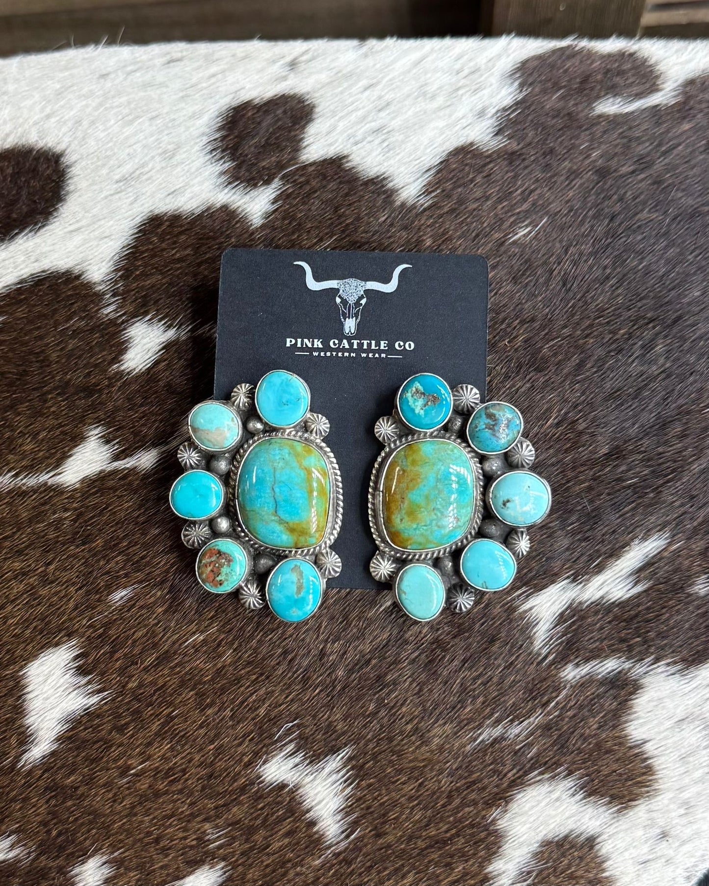 Kingman Multi Stone Half Cluster Earrings *Native