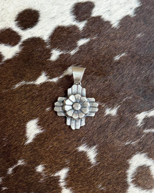 Sterling Flower Cross Pendant *Native