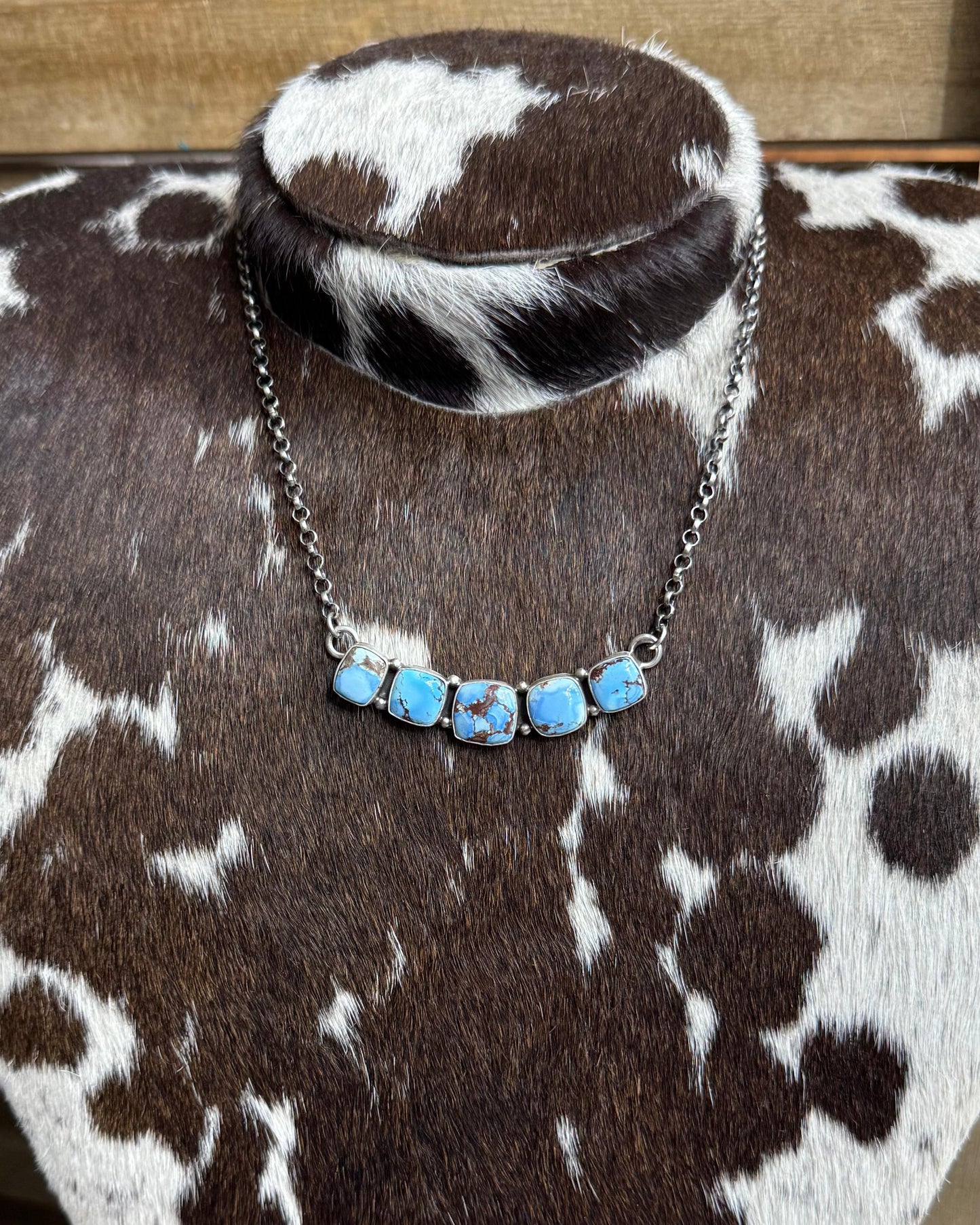 21” Golden Hills 5 Stone Square Necklace *Native