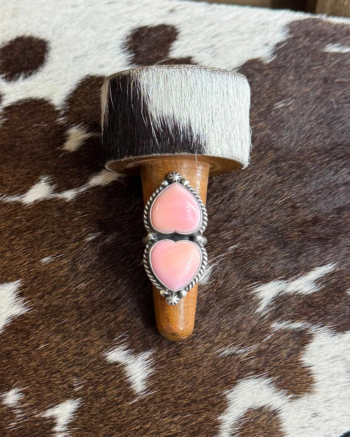 Pink Conch Double Heart Ring *Native