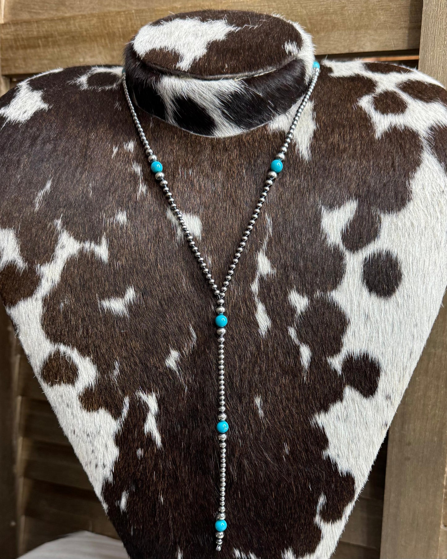 18" Y Lariat 3-6mm Pearl Turquoise Necklace