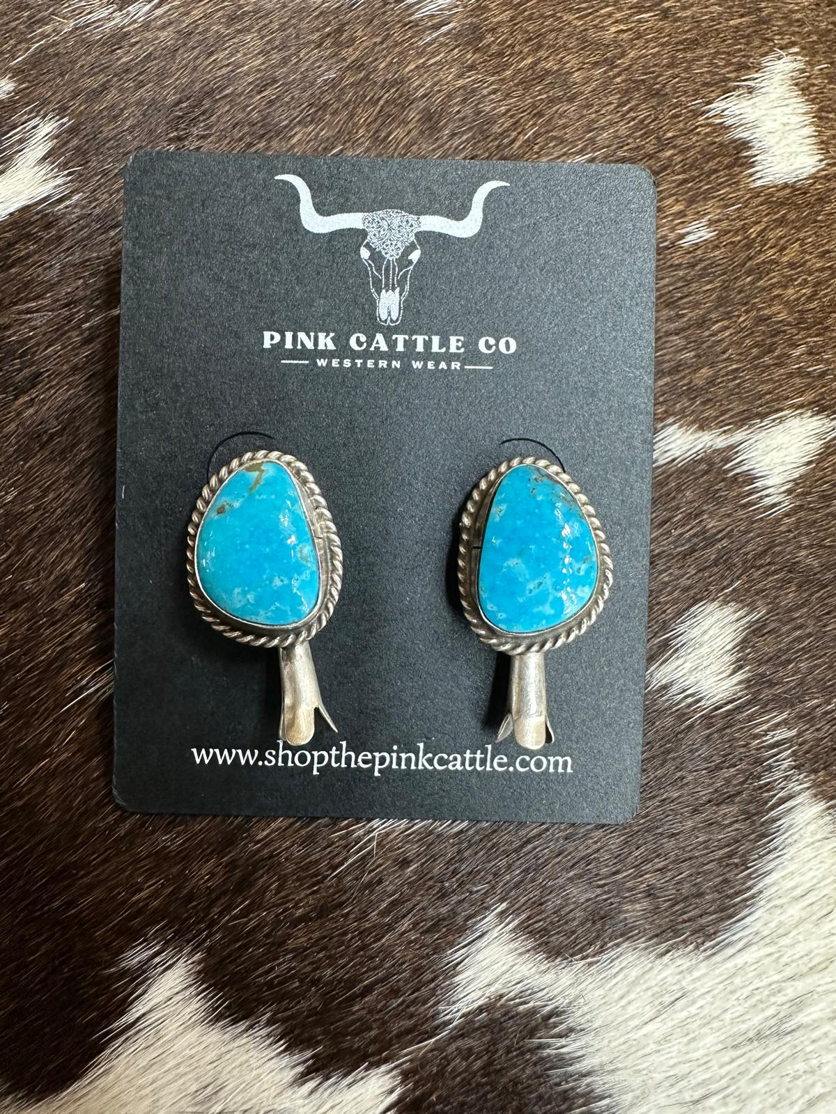 Blue Flower Blossom Earrings