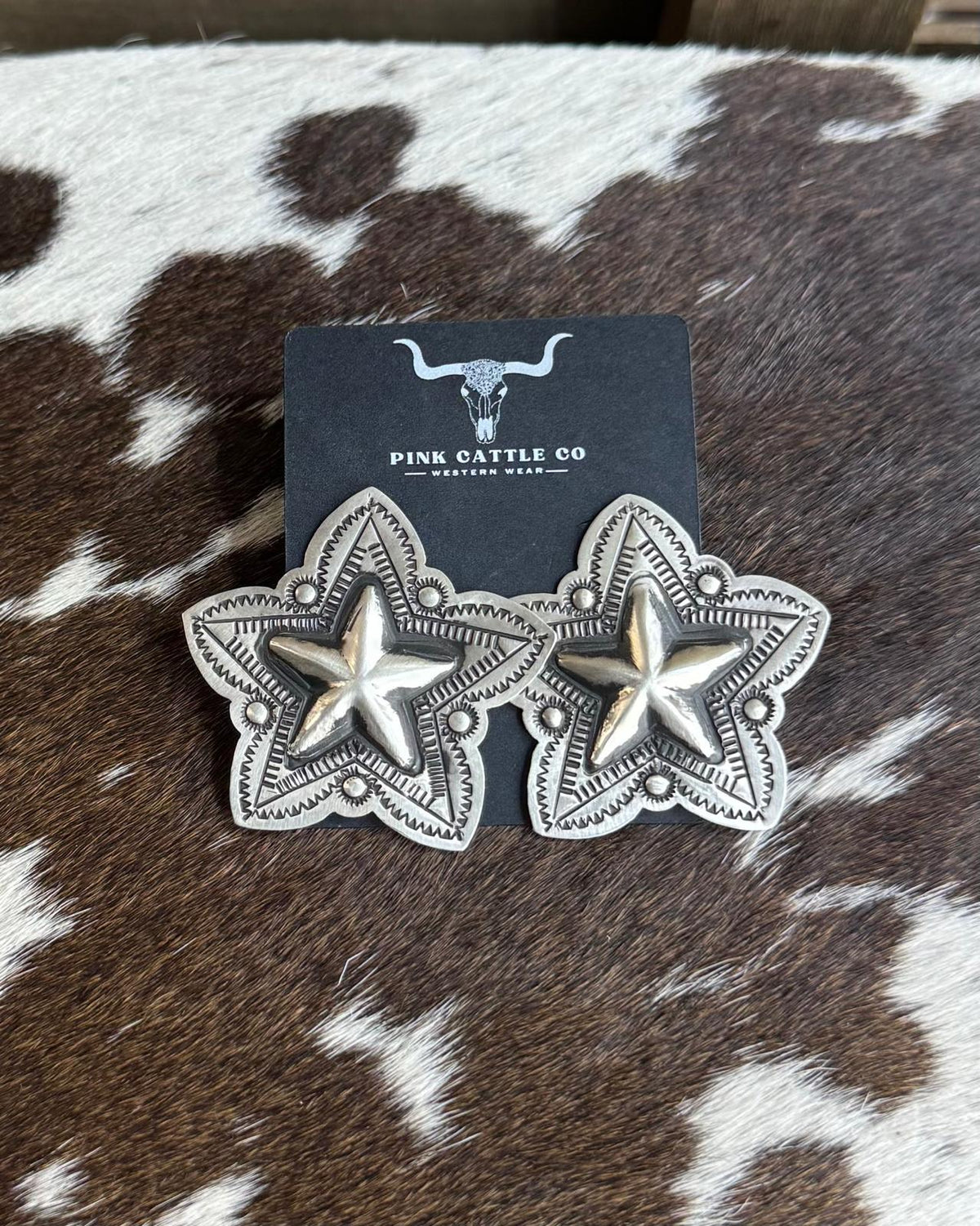 L.Tahe Silver Star Earrings * Native