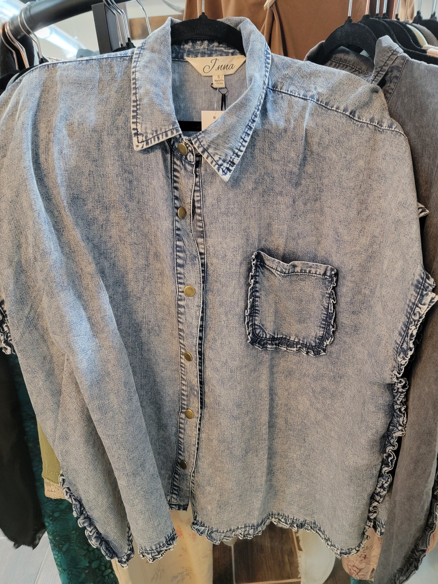 Ruffle Denim Top
