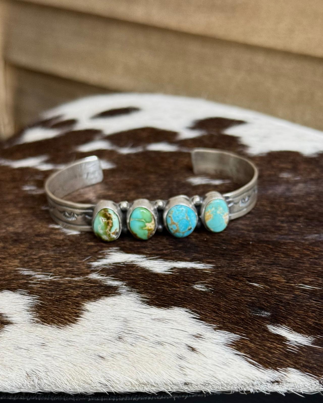 Mixed Turquoise 4 Stone Cuff *Native