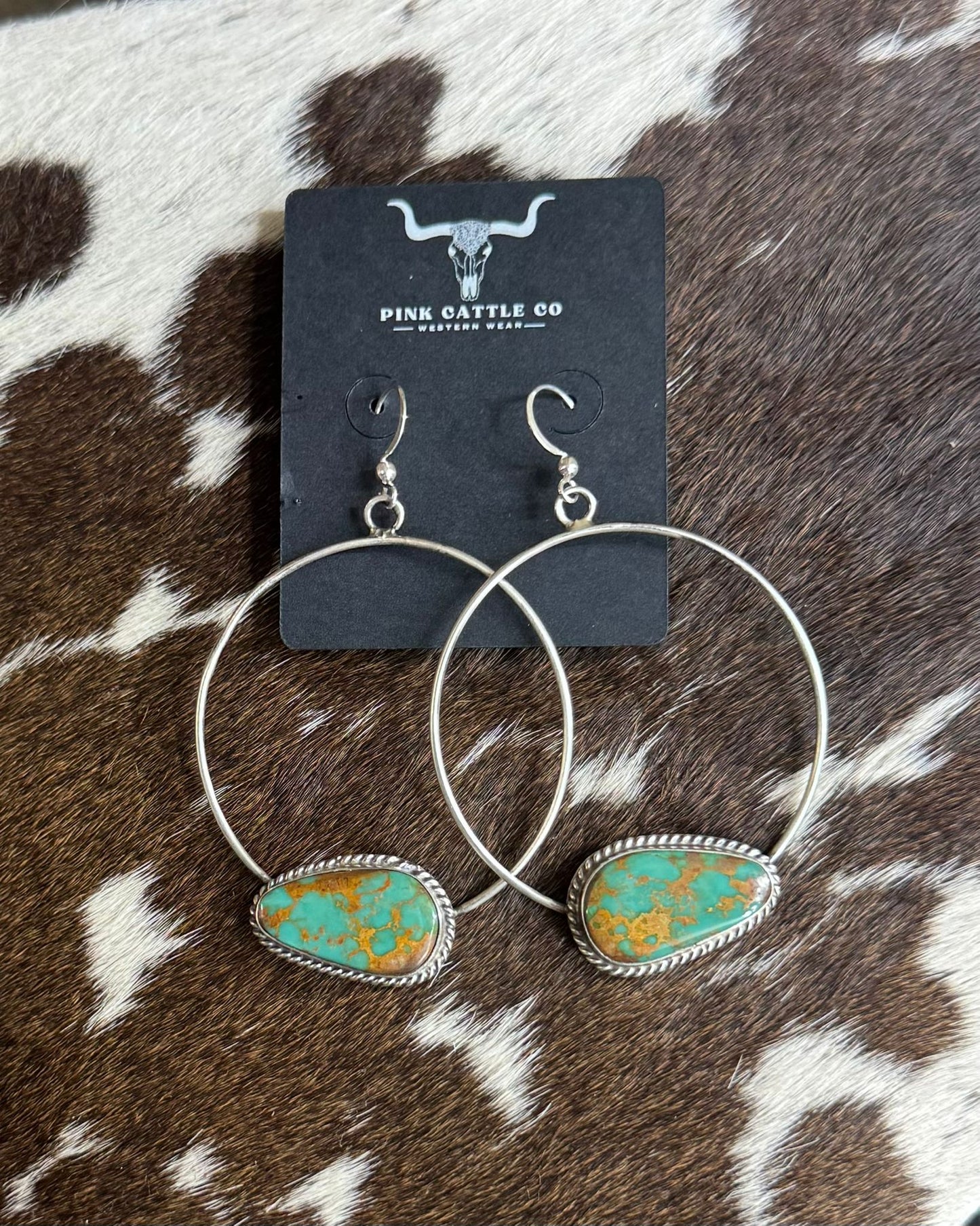 Kingman Turqouise Dangle Hoops *Native