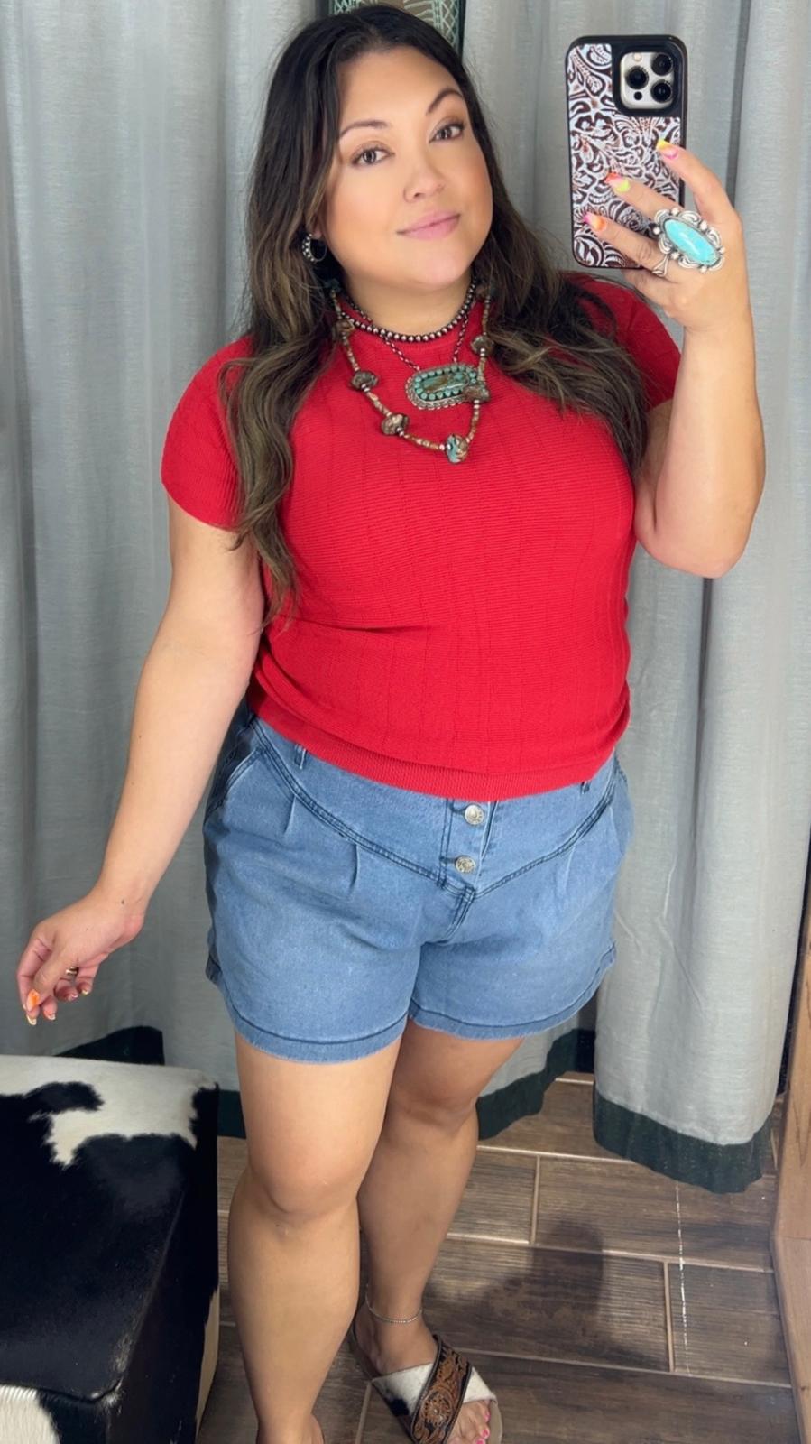 Perfect Red Ribbed Top