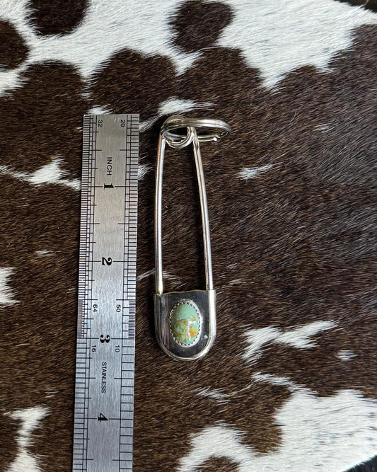 Green Turquoise Stone Safety Pin *Native