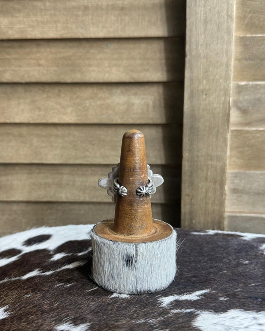 Four Stone Blue Turqouise Blossom Ring Adj *Native