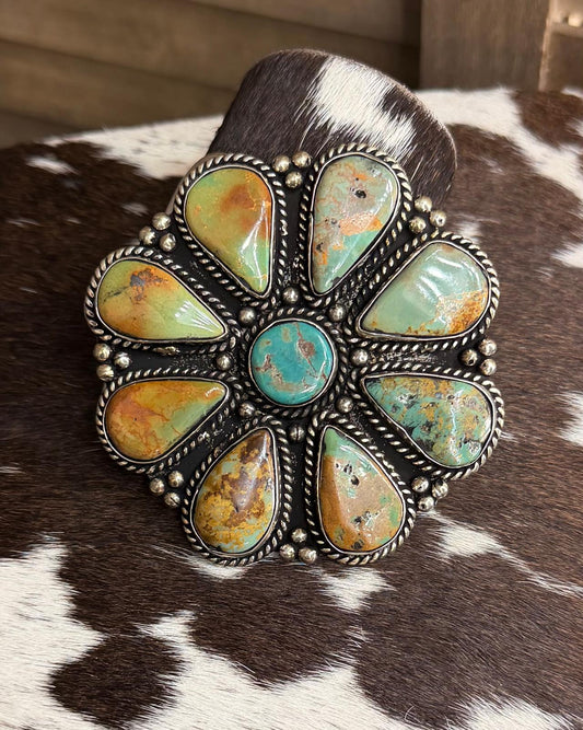 German Silver Tiber Turquoise Buckle