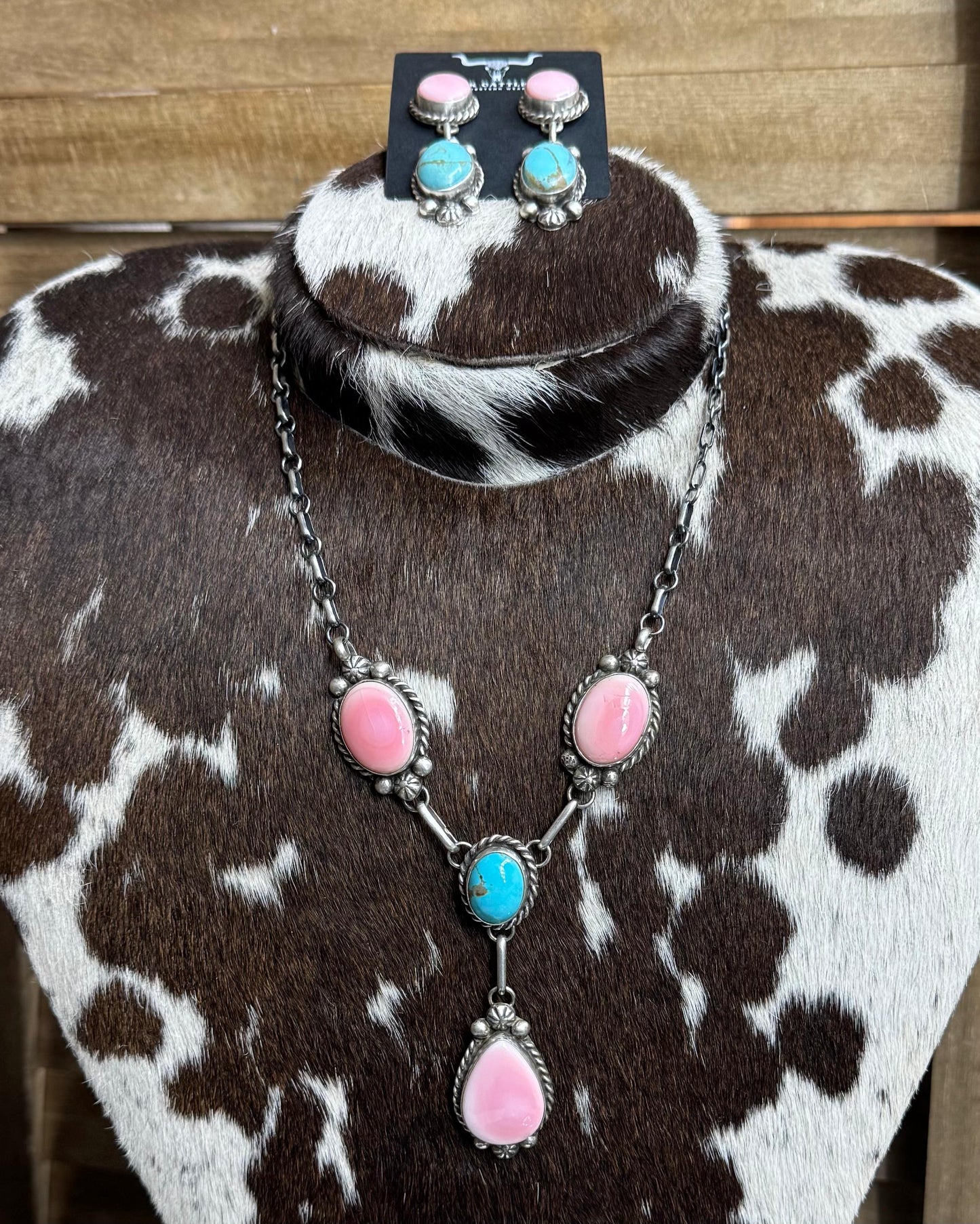 Pink Conch & Turquoise Lariat Set *Native
