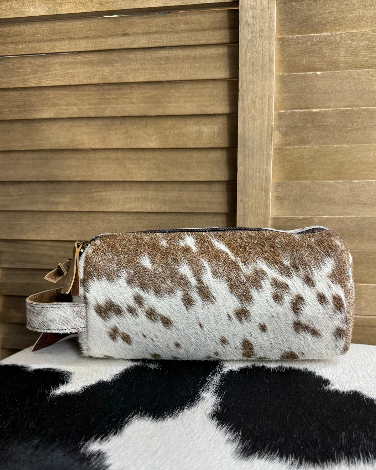 Brown Cowhide Makeup Bag