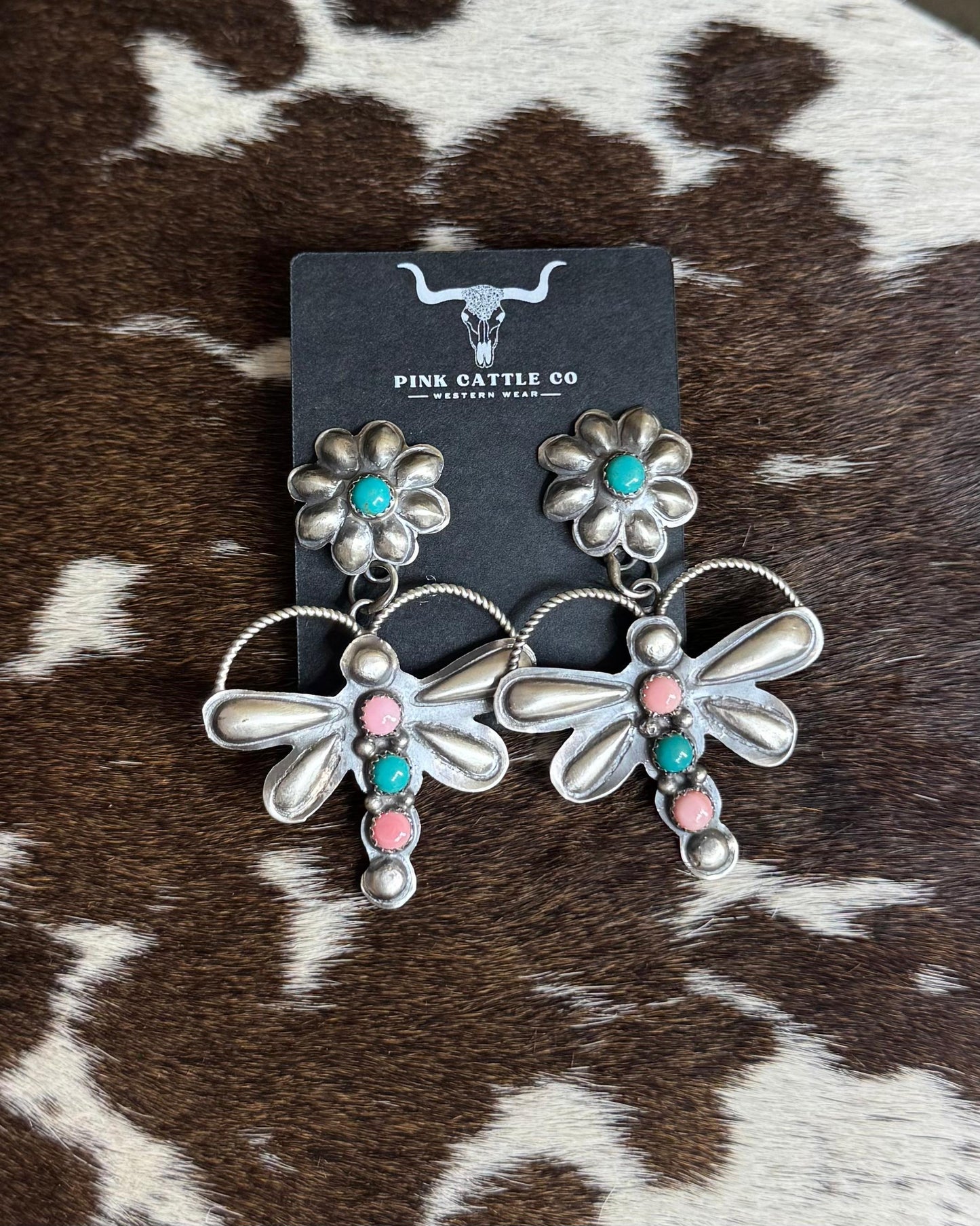Pink Conch & Turquoise Dragonfly Ring *Native