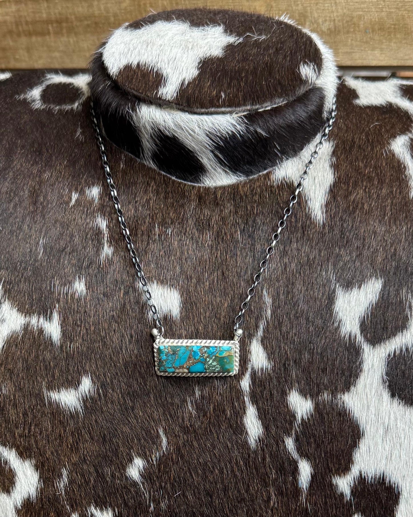 17" Turquoise Copper Bar Necklace *Native