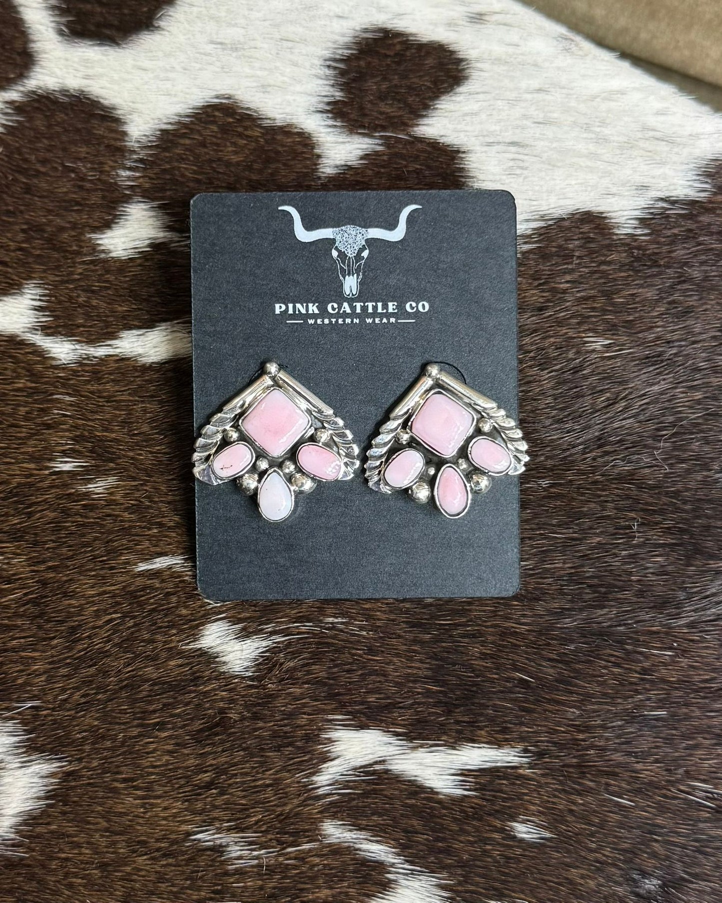 Pink Conch Fan Style Earrings *Native