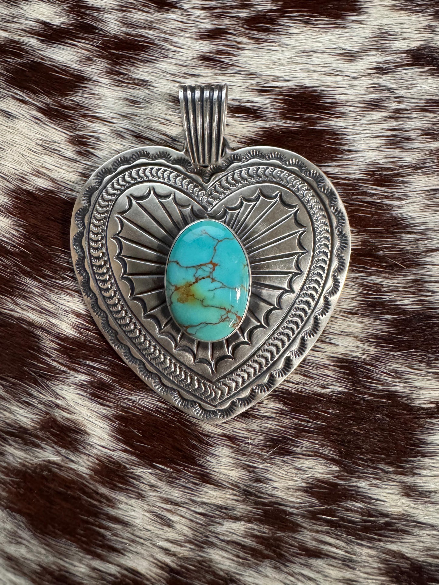 Silver & Turquoise Heart Pendant *Native