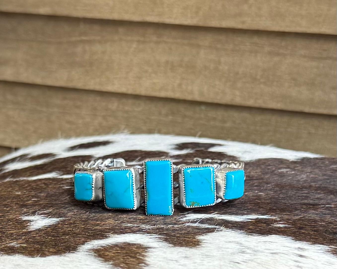 5 Stone Blue Square Cuff *Native